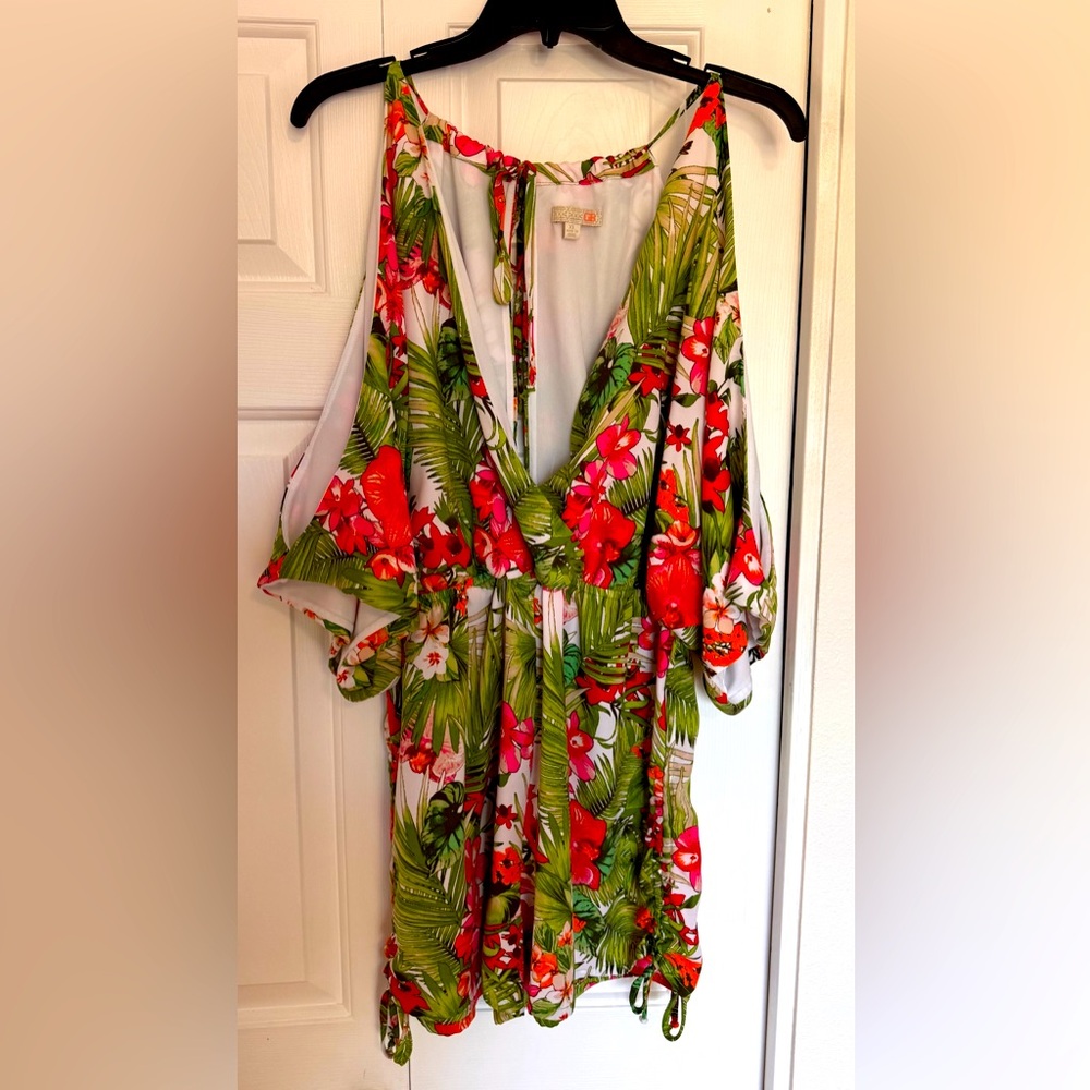 Gianni Bini Floral Jumpsuit in Green and Red